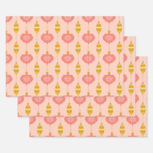 Ornamente und Perlen Rosa Geschenkpackung 3 Packun Geschenkpapier Set (Set)