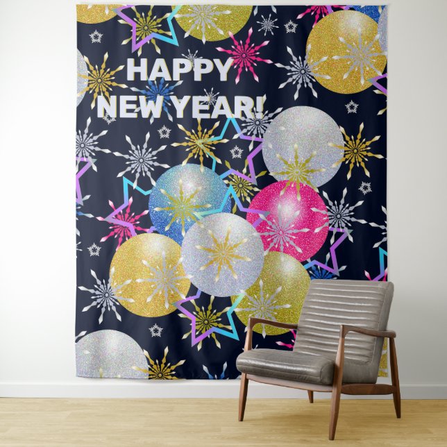 Ornamente und Schneeflocken Feiertag Wandteppich (Beispiel)