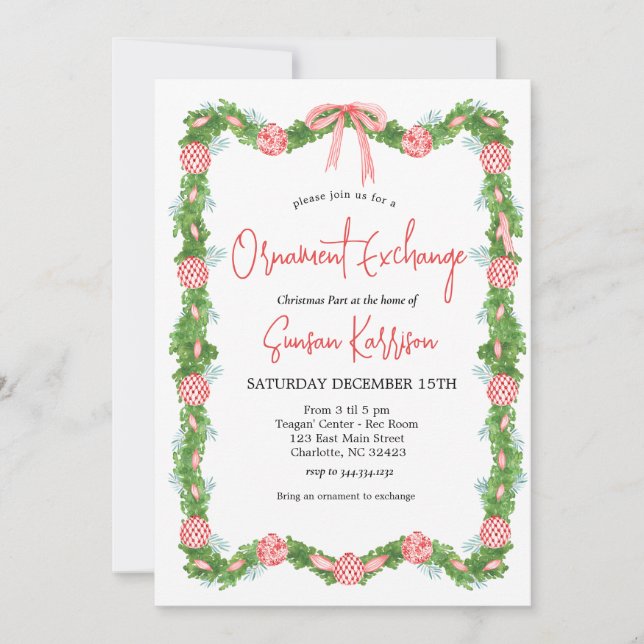 Ornamenterwechsel Weihnachtsfeiertage Party Einlad Einladung (Vorderseite)