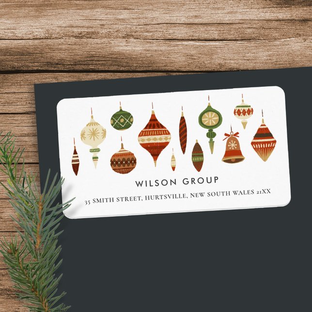 ORNAMENTS ROT GREEN CHRISTMAS ORNAMENTS STAR DECOR ADRESSAUFKLEBER (Von Creator hochgeladen)