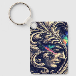 Ornate Abstract Face with Flowing Baroque Keychain Schlüsselanhänger