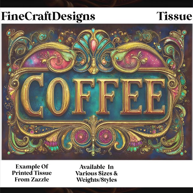 Ornate Art Nouveau Coffee Sign FA2 Decoupage Seidenpapier (Von Creator hochgeladen)