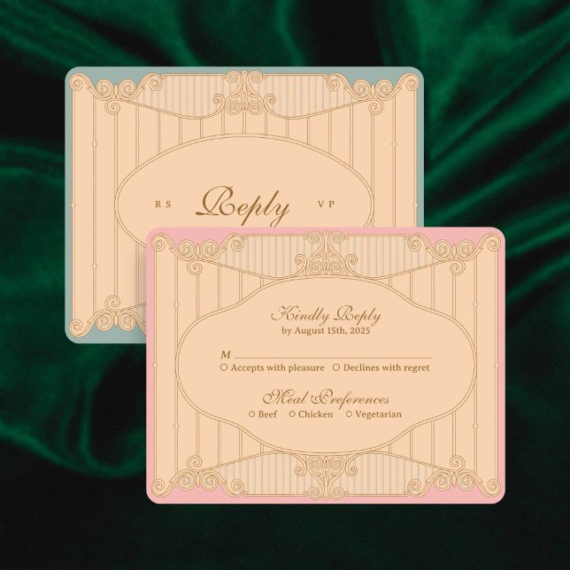 Ornate Art Nouveau Wedding RSVP Card (Von Creator hochgeladen)