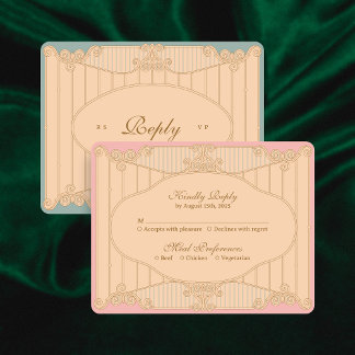 Ornate Art Nouveau Wedding RSVP Card Karte