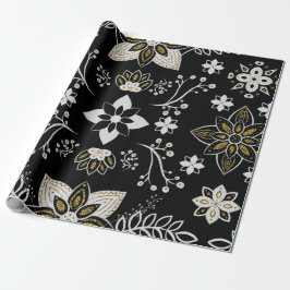 Ornate black and white floral pattern geschenkpapier