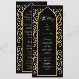 Ornate Border black and gol Gothic Wedding Program Menükarte