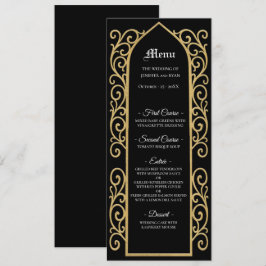 Ornate border black and gold Gothic Wedding Menu Menükarte