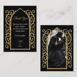 Ornate border black and gold Gothic wedding Mitteilungskarte