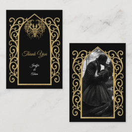 Ornate border black and gold Gothic wedding Mitteilungskarte