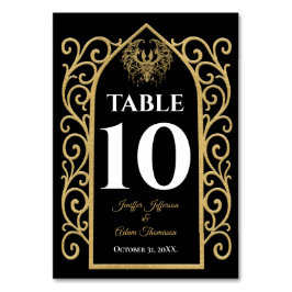 Ornate border black and gold Gothic Wedding Tischnummer