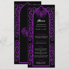 Ornate border black and purple Gothic Wedding Menu Menükarte