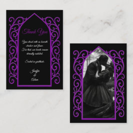 Ornate border black and purple Gothic wedding Mitteilungskarte
