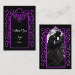 Ornate border black and purple Gothic wedding Mitteilungskarte
