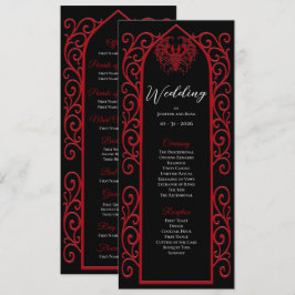 Ornate Border black and red Gothic Wedding Program Menükarte