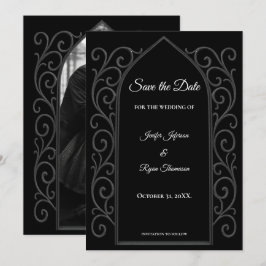 Ornate border black and whit wedding save the date ankündigung