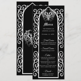 Ornate border black and white Gothic Wedding Menu Menükarte