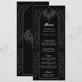 Ornate border black and white Gothic Wedding Menu Menükarte