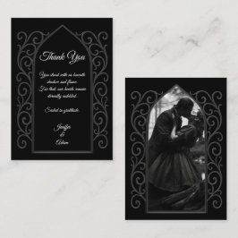 Ornate border black and white Gothic wedding Mitteilungskarte