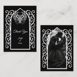 Ornate border black and white Gothic wedding Mitteilungskarte