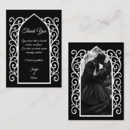 Ornate border black and white Gothic wedding Mitteilungskarte