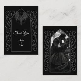 Ornate border black and white Gothic wedding Mitteilungskarte