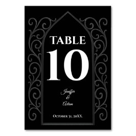 Ornate border black and white Gothic Wedding Tischnummer