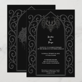 Ornate border Gothic wedding Invitation Einladung