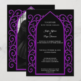 Ornate border Photo Gothic wedding Invitation Einladung