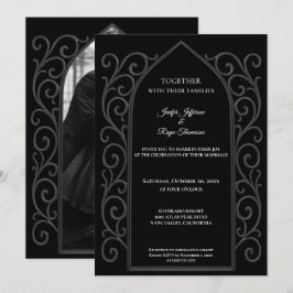 Ornate border Photo Gothic wedding Invitation Einladung