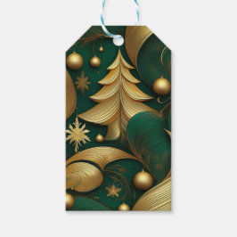 ORNATE CHRISTMAS GREEN AND GOLD TREE GESCHENKANHÄNGER