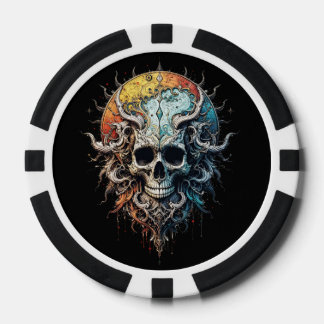 Ornate Cosmic Skull Gothic Baroque Mandala  Pokerchips