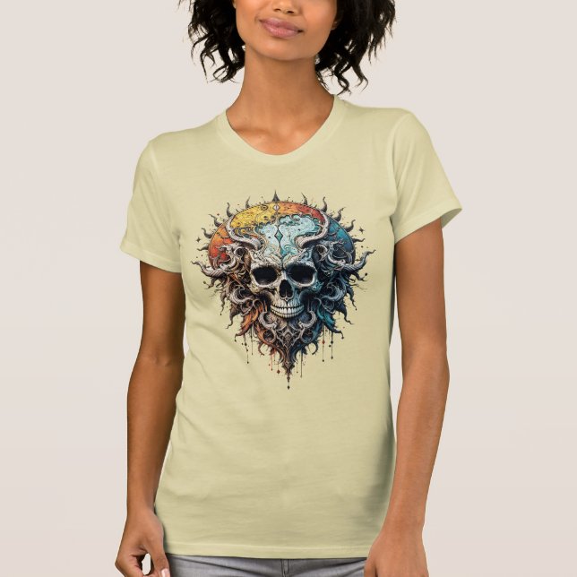 Ornate Cosmic Skull Gothic Baroque Mandala  T-Shirt (Vorderseite)