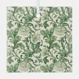 Ornate dark green acanthus leaves pattern ornament aus glas