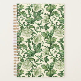 Ornate dark green acanthus leaves pattern planer