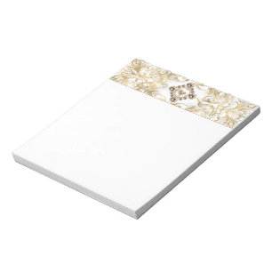 Ornate Eleganz Gold-Perlen-Juwel-Emblem Flourish Notizblock
