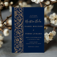 Ornate Floral Gold Navy Nuestra Boda Hochzeit