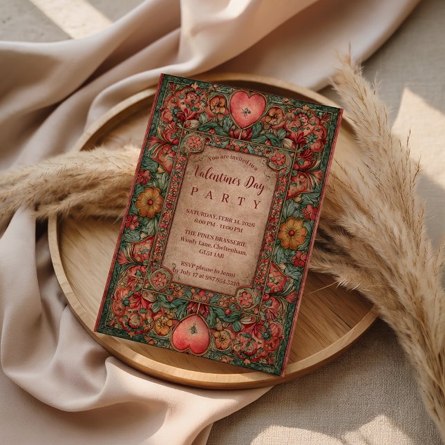 Ornate Floral Heart Valentine Party Einladung (Von Creator hochgeladen)