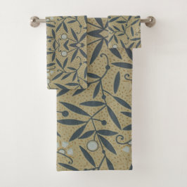 Ornate floral pattern with dark blue vines  badhandtuch set