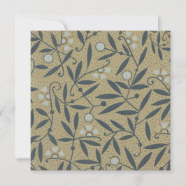 Ornate floral pattern with dark blue vines  dankeskarte
