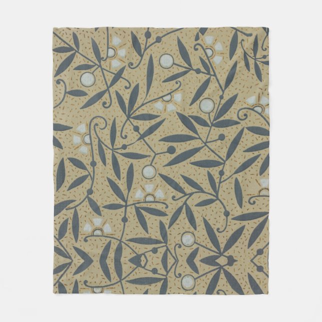 Ornate floral pattern with dark blue vines  fleecedecke (Vorderseite)
