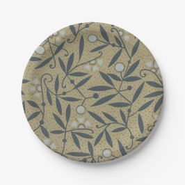 Ornate floral pattern with dark blue vines  pappteller
