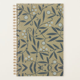 Ornate floral pattern with dark blue vines  planer