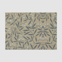 Ornate floral pattern with dark blue vines  seidenpapier