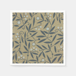 Ornate floral pattern with dark blue vines  serviette