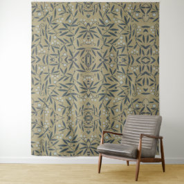 Ornate floral pattern with dark blue vines  wandteppich