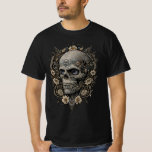 Ornate Floral Skull Victorian Gothic Art Nouveau  T-Shirt<br><div class="desc">💀🌸 Where exquisite artistry meets gothic elegance 🌸💀 This breathtaking ornate skull design is a masterpiece of intricate illustration, featuring elaborate Victorian-era detailing, Art Nouveau flourishes, and baroque ornamentation. The central skull is adorned with fine filigree patterns and surrounded by a stunning arrangement of delicate cream daisies with golden centers,...</div>
