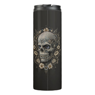 Ornate Floral Skull Victorian Gothic Art Nouveau Thermosbecher