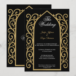 Ornate gold border Gothic wedding Invitation Einladung