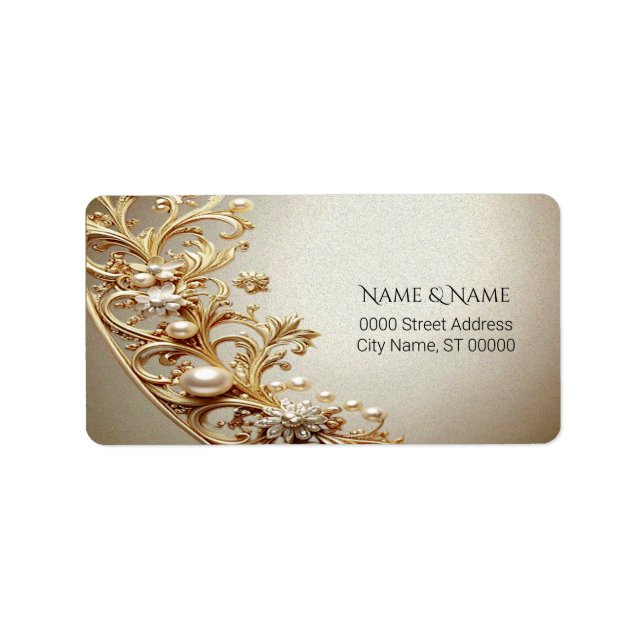 Ornate Gold Flourish Address Label Adressaufkleber (Vorne)
