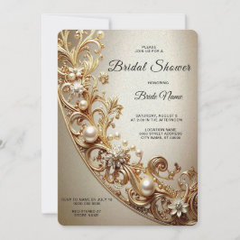 Ornate Gold Flourish Bridal Shower Einladung